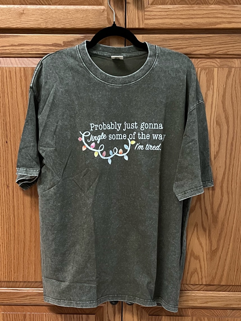Comfort Colors Washed Gray Graphic Tee with Multicolor Lights, NWOT, Size L